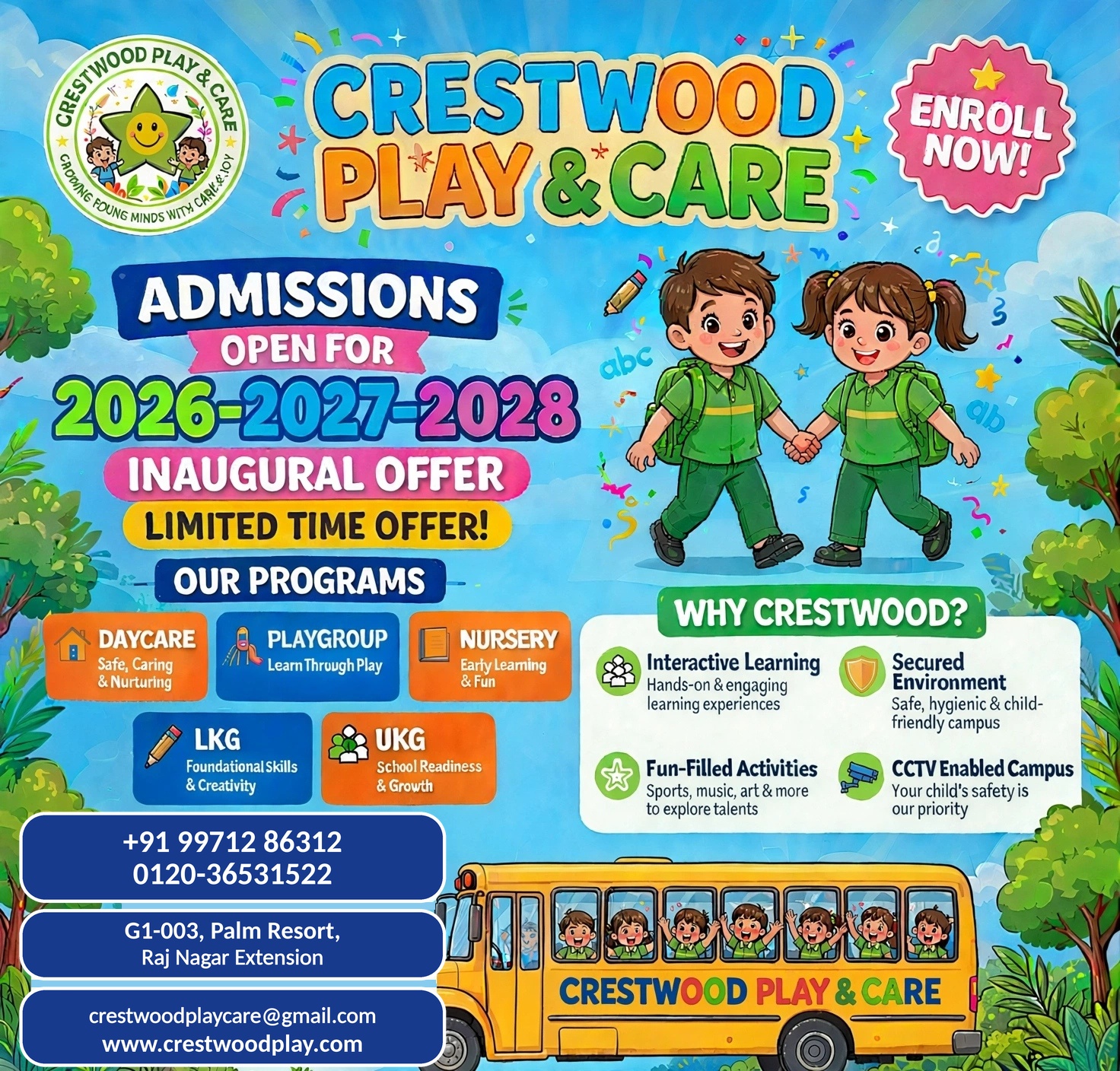 Crestwood admissions and inaugural offer poster